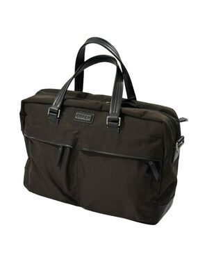 Coach Varick Laptop Briefcase Black Nylon Leather Trim Work Bag